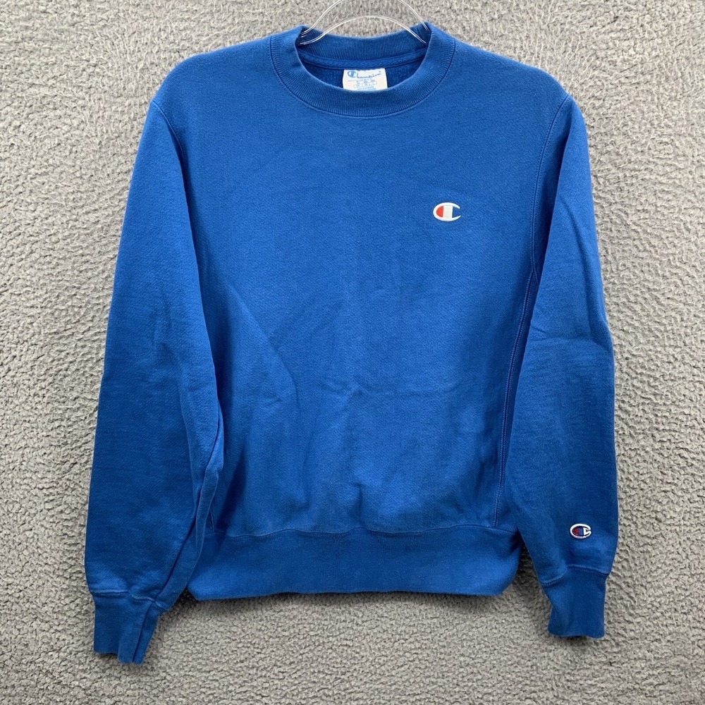 Champion Reverse Weave Sweatshirt Mens Small Blue Sweater Pullover Crew Neck